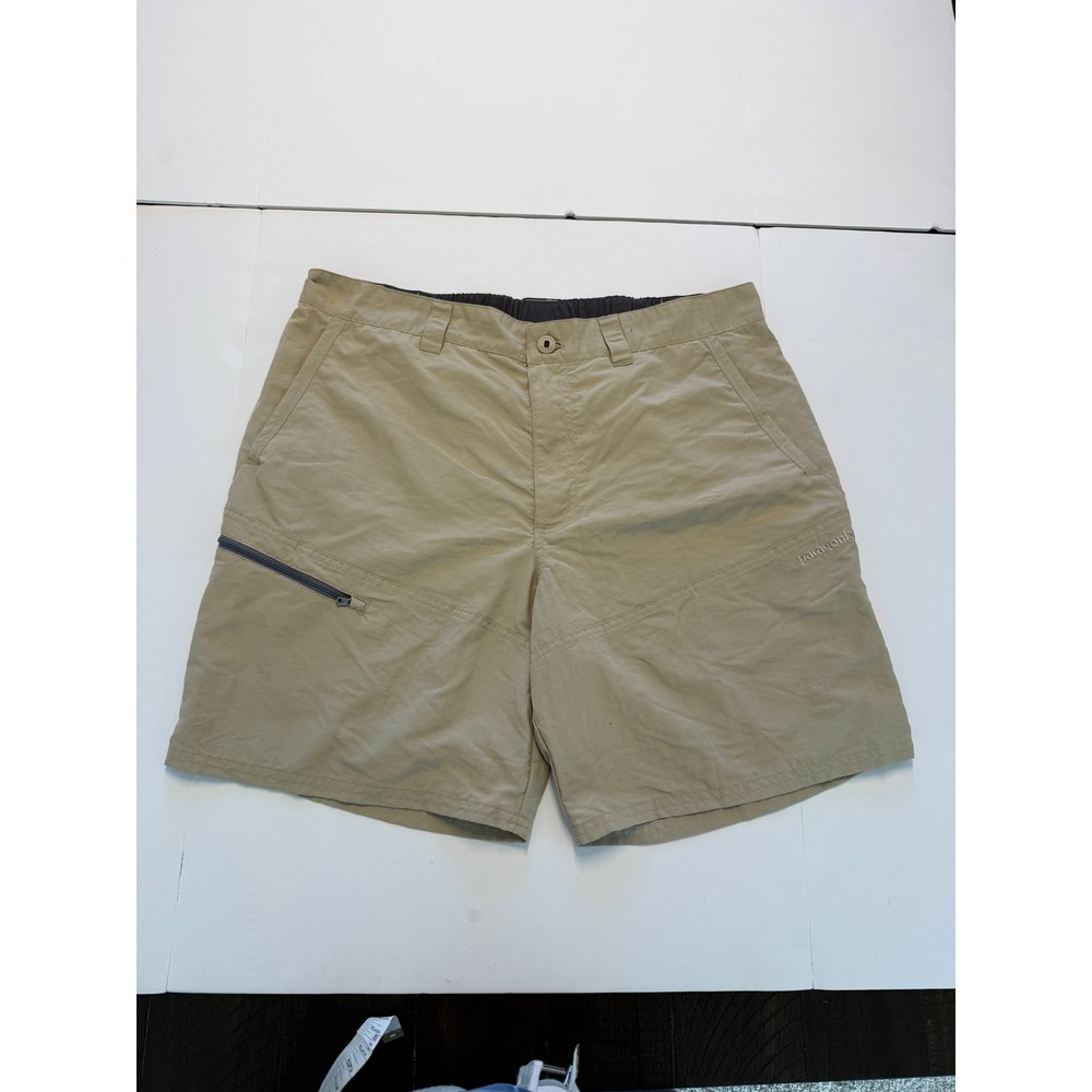 Patagonia Gi III Shorts Mens Large Khaki Tan Nylon Hiking Climbing 8 Inch Inseam